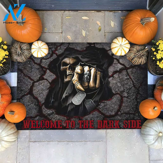 Halloween Welcome To The Dark Side Skull Doormat Indoor And Outdoor Mat Entrance Rug Sweet Home Decor Housewarming Gift Gift For Friend Family Stem Feminist