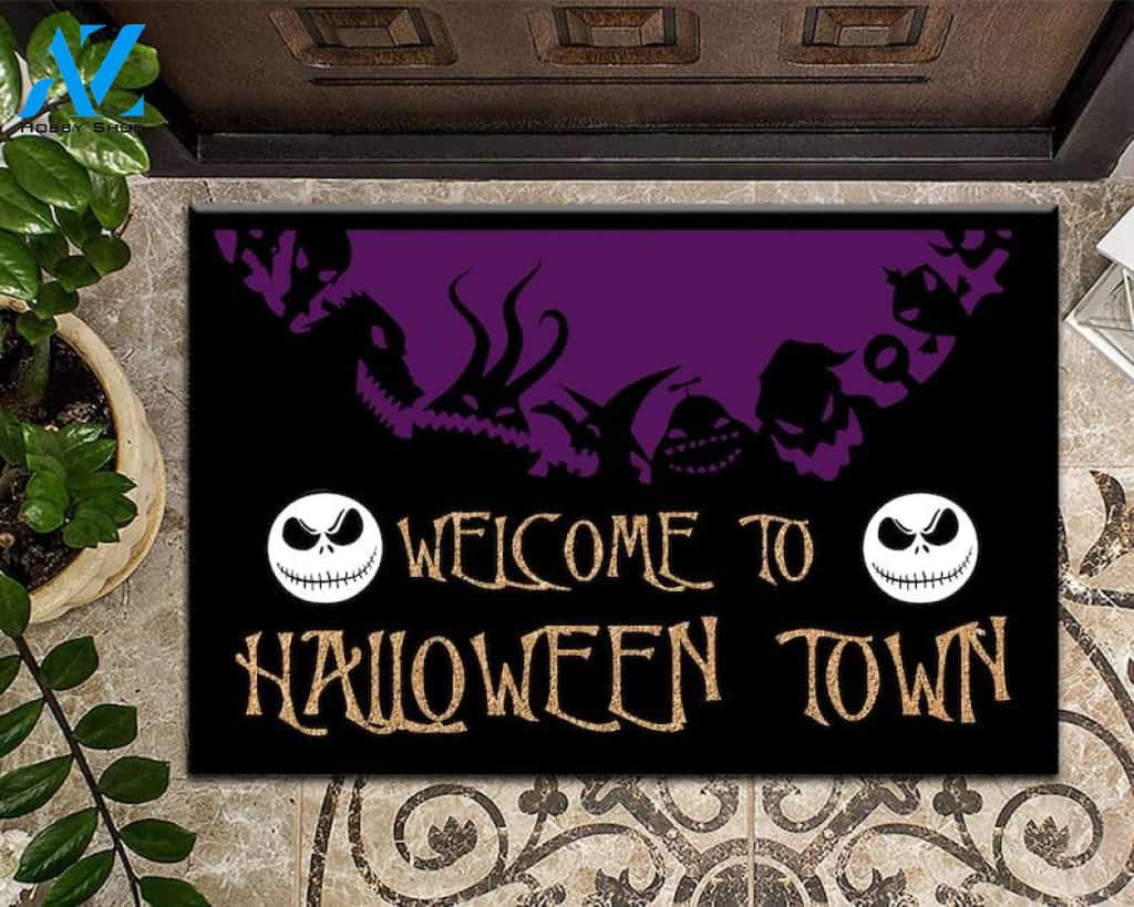 Halloween Welcome To Halloween Town Equality Doormat Indoor And Outdoor Mat Entrance Rug Sweet Home Decor Housewarming Gift Gift For Friend Family Stem Feminist