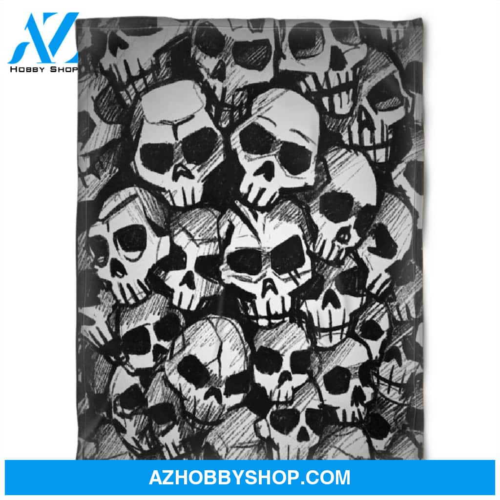 Halloween White Skull Pattern Fleece Blanket Halloween Adult Blanket