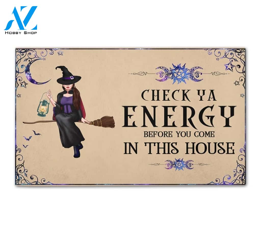 Halloween Witch Check Your Energy Doormat Indoor And Outdoor Mat Entrance Rug Sweet Home Decor Housewarming Gift Gift For Friend Family Stem Feminist