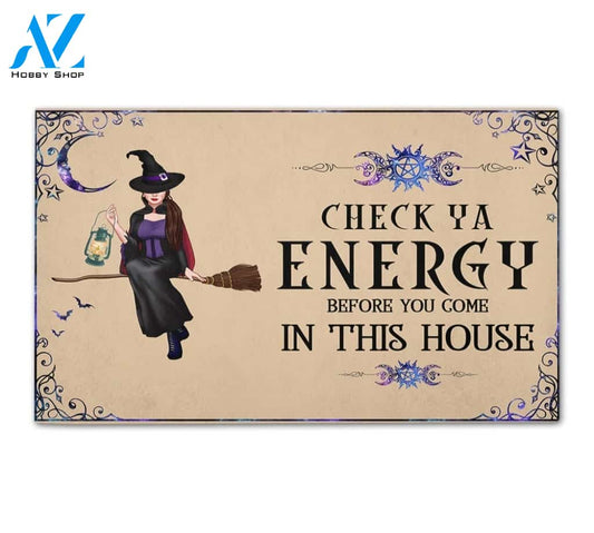Halloween Witch Check Your Energy Doormat Indoor And Outdoor Mat Entrance Rug Sweet Home Decor Housewarming Gift Gift For Friend Family Stem Feminist