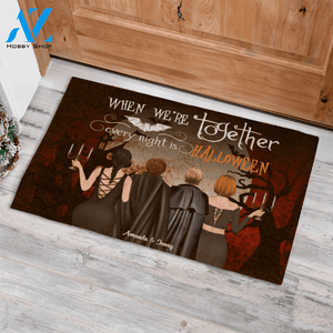 Halloween Witch Dracula Family Personalized Doormat, Trick Or Treat Night Girlfriend Family Children, AZ Custom Live Preview AM07