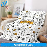 Halloween Witch Hat Yellow Fleece Blanket Halloween Adult Blanket, Pumpkins Emotions Halloween,Trick or Treat Home Decor Bedding Couch Sofa Soft And Comfy Cozy