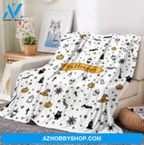 Halloween Witch Hat Yellow Fleece Blanket Halloween Adult Blanket, Pumpkins Emotions Halloween,Trick or Treat Home Decor Bedding Couch Sofa Soft And Comfy Cozy
