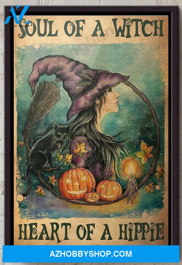 Halloween Witch Soul Of A Witch Heart Of A Hippie Matte Canvas And Poster, Wall Decor Visual Art, Halloween Gift, Happy Halloween