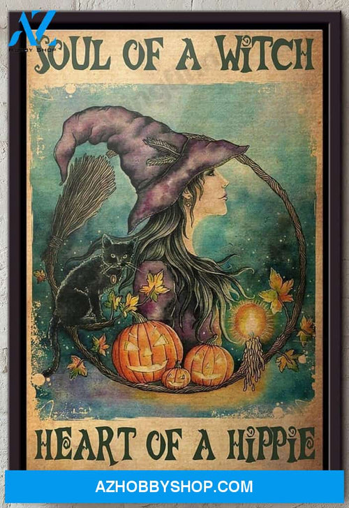 Halloween Witch Soul Of A Witch Heart Of A Hippie Matte Canvas And Poster, Wall Decor Visual Art, Halloween Gift, Happy Halloween