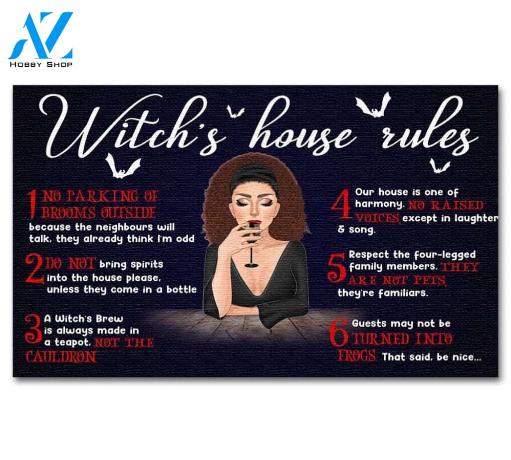 Halloween Witch's House Rules Six Things Doormat Indoor And Outdoor Mat Entrance Rug Sweet Home Decor Housewarming Gift Gift For Friend Family Stem Feminist