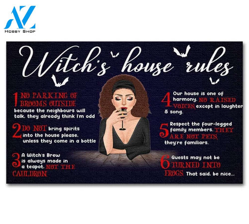 Halloween Witch's House Rules Six Things Doormat Indoor And Outdoor Mat Entrance Rug Sweet Home Decor Housewarming Gift Gift For Friend Family Stem Feminist