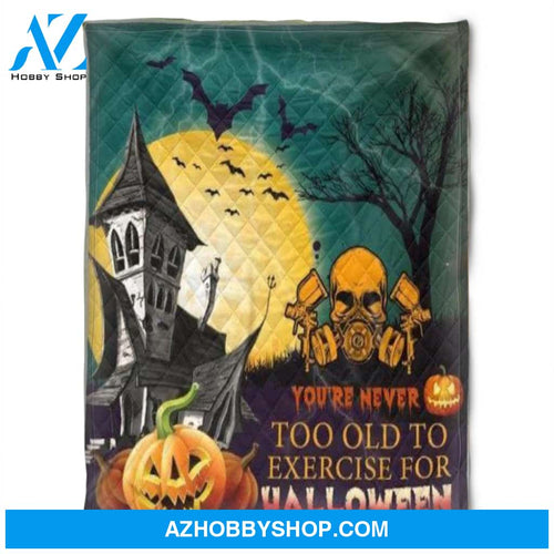 Halloween You're Never Too Old To Exercise Fleece Blanket Halloween Adult Blanket, Pumpkins Emotions Halloween,Trick or Treat Home Decor Bedding Couch Sofa Soft And Comfy Cozy