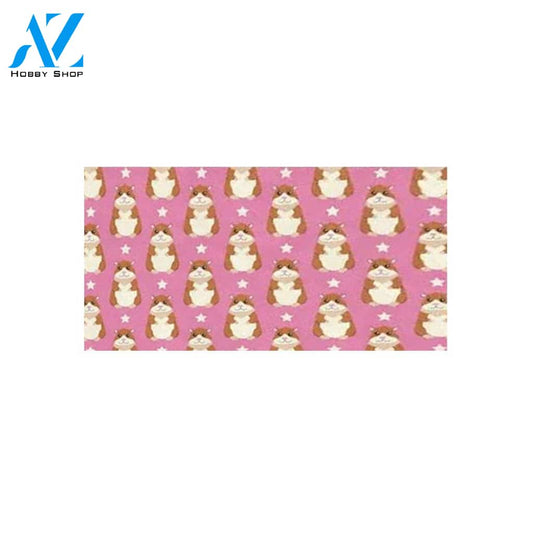 Hamster Cute Pattern Background Pink Color Indoor and Outdoor Doormat Warm House Gift Welcome Mat Gift for Friend Family