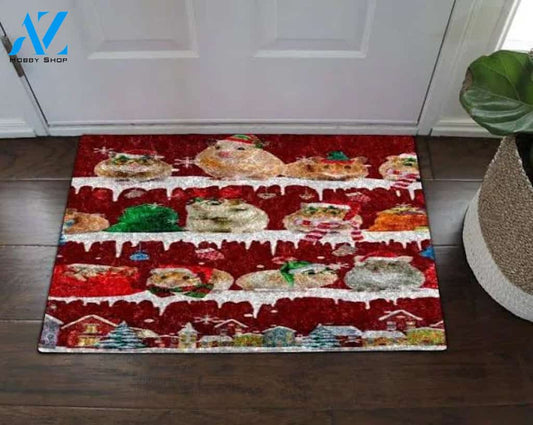 Hamster Snow Christmas Indoor And Outdoor Doormat Warm House Gift Welcome Mat Gift For HamsterLovers