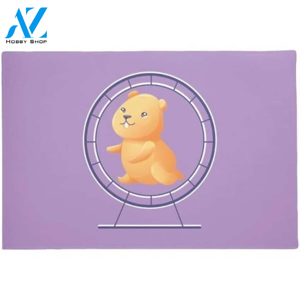 Hamster With Wheel Doormat Funny Welcome Mat Housewarming Gift Home Decor Funny Doormat Gift For Friend