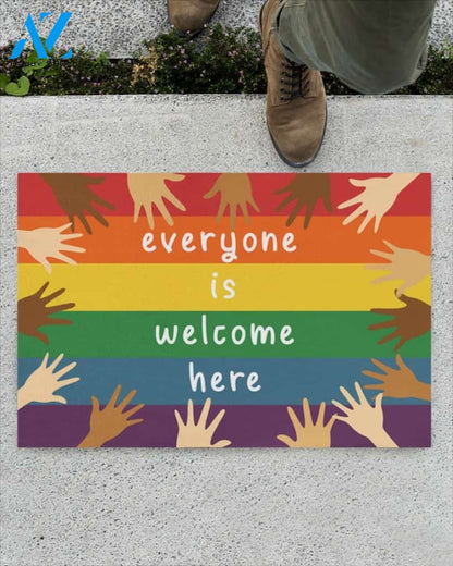 Hands Everyone Is Welcome Here Indoor And Outdoor Doormat Warm House Gift Welcome Mat Gift For Friend Family