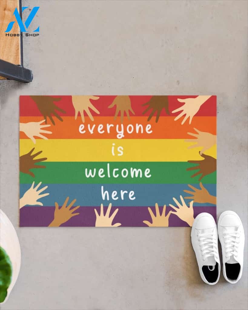 Hands Everyone Is Welcome Here Indoor And Outdoor Doormat Warm House Gift Welcome Mat Gift For Friend Family