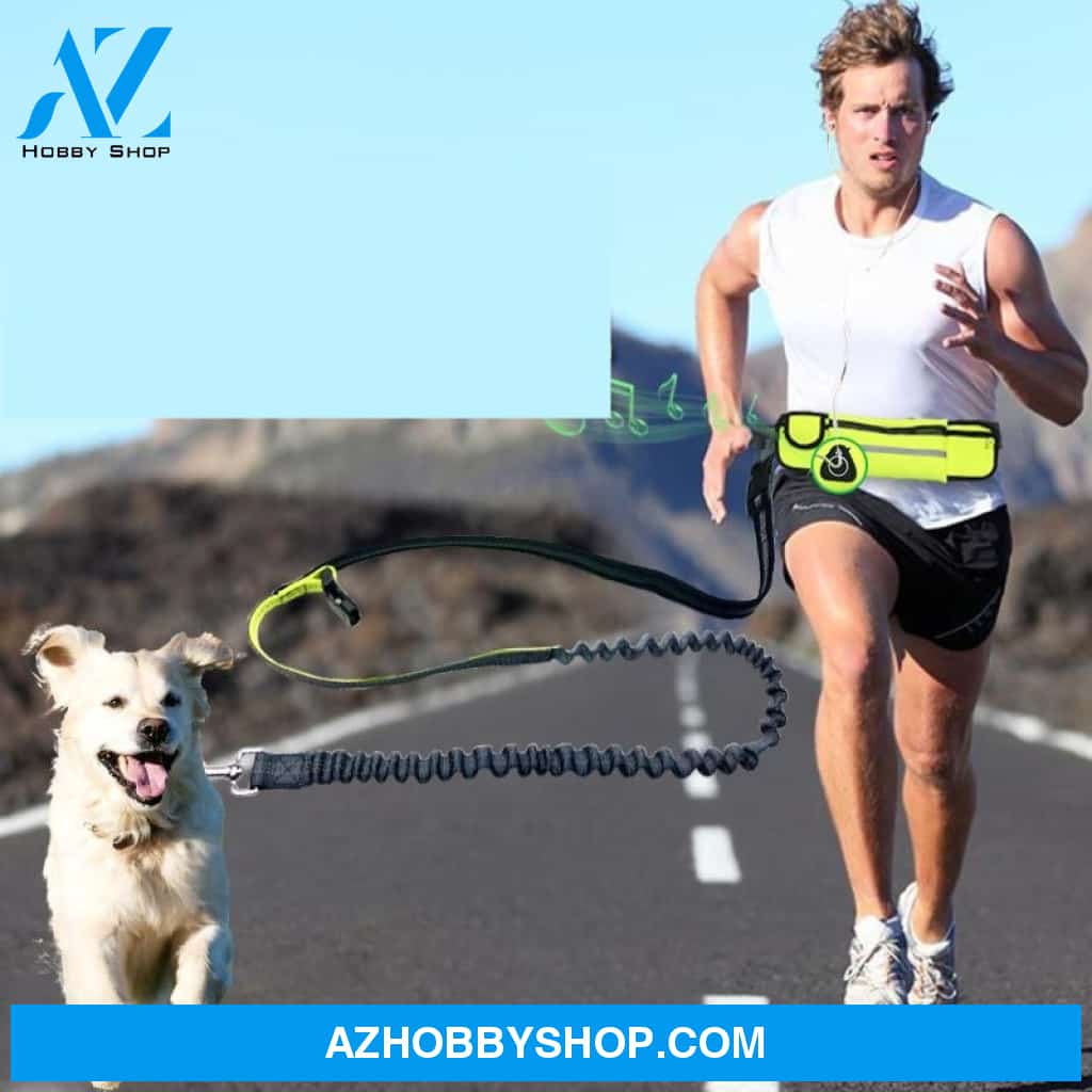 Hands-Free Dog Running Leash With Waist Pocket Adjustable Belt Shock Absorbing Bungee