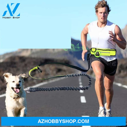 Hands-Free Dog Running Leash With Waist Pocket Adjustable Belt Shock Absorbing Bungee