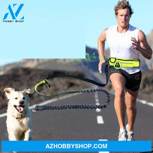 Hands-Free Dog Running Leash With Waist Pocket Adjustable Belt Shock Absorbing Bungee