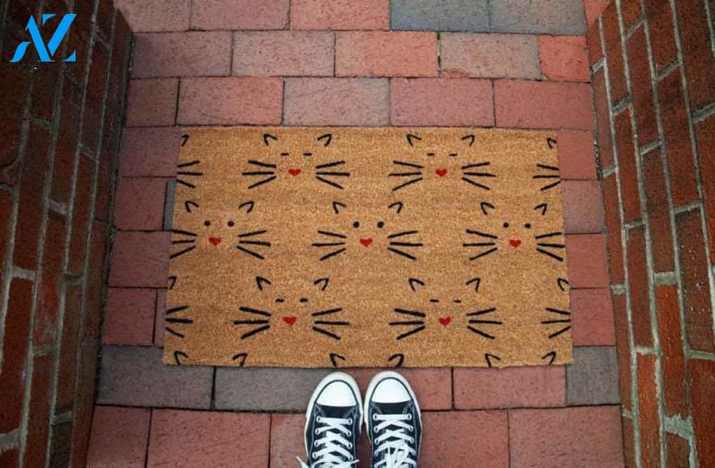 Handwoven Love Cats Doormat, Funny Kitty Cat Welcome Mat  Housewarming Gift Coir Door Mat, Front Door Mat, Cute For Outside