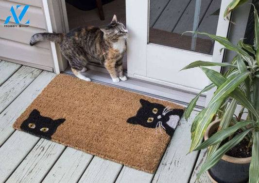 Handwoven Peeping Cats Doormat, Crazy Cat Lady Gift, Cute Cat Welcome Mat, Housewarming Gift, Meow New Home Giftable, Cat Lover Door Mat,Rug