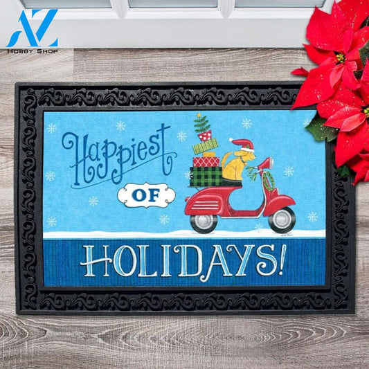 Happiest of Holidays Scooter Dog Doormat - 18" x 30"