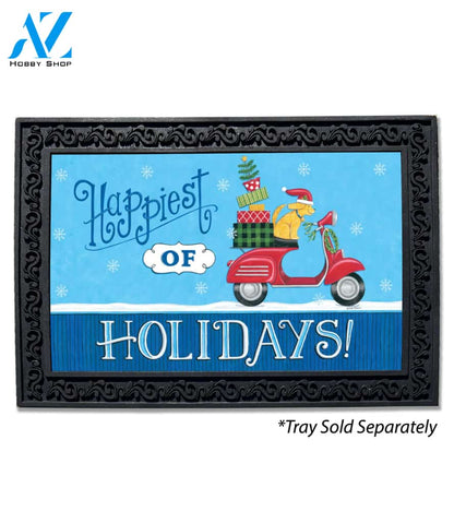 Happiest of Holidays Scooter Dog Doormat - 18" x 30"