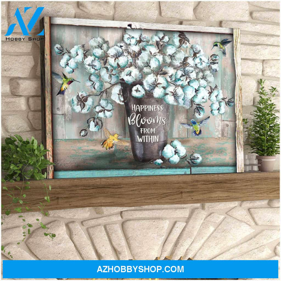 Happiness Blooms From Within Hummingbird Canvas Wall Art Decor