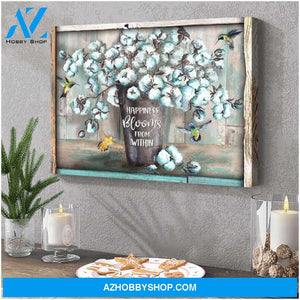 Happiness Blooms From Within Hummingbird Canvas Wall Art Decor