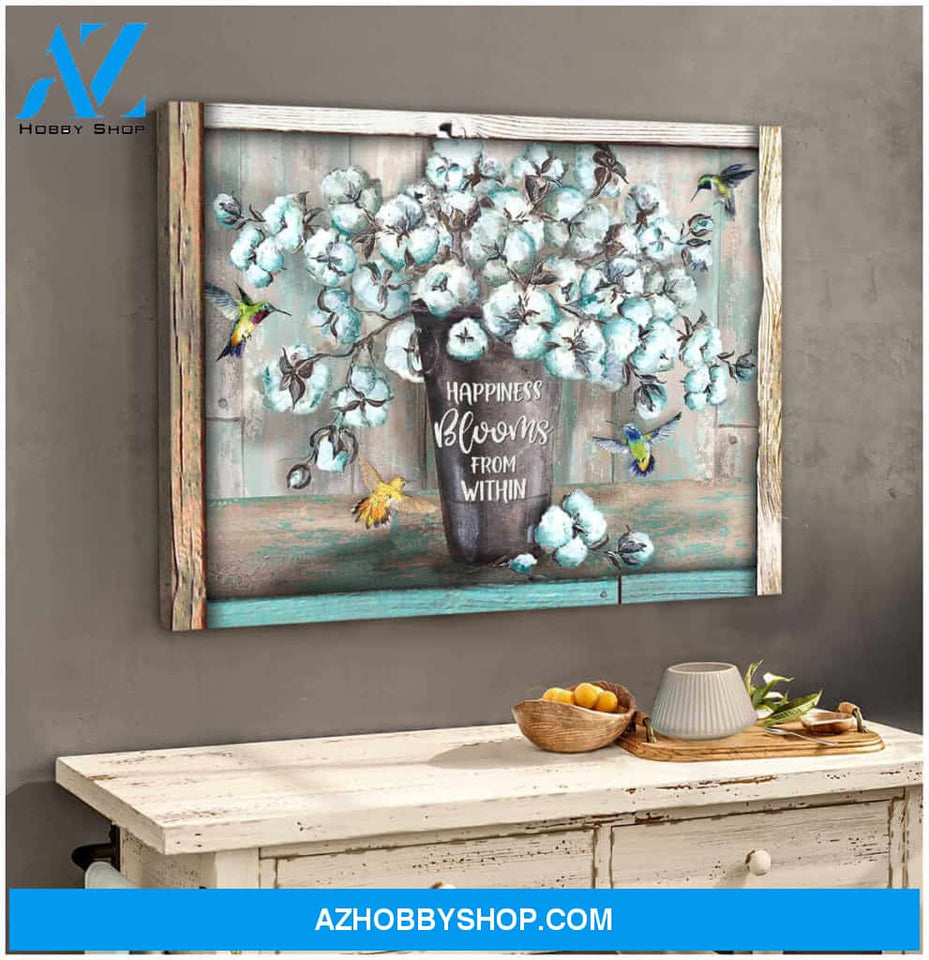 Happiness Blooms From Within Hummingbird Canvas Wall Art Decor