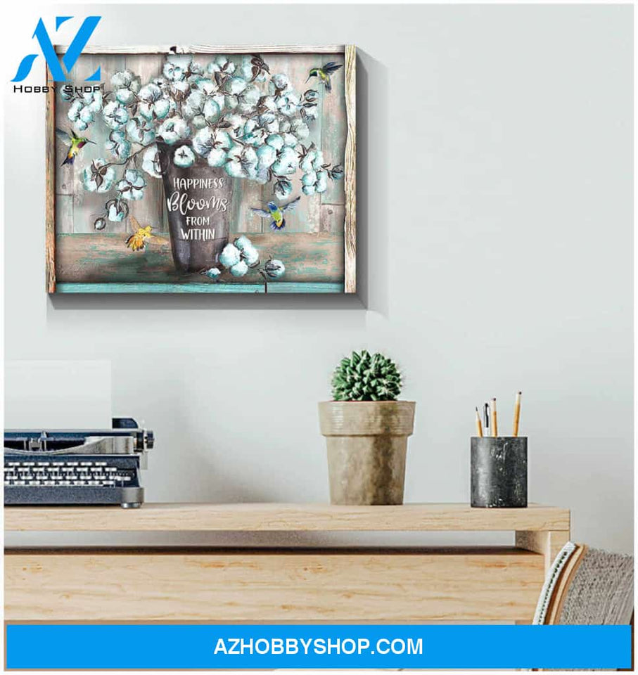 Happiness Blooms From Within Hummingbird Canvas Wall Art Decor