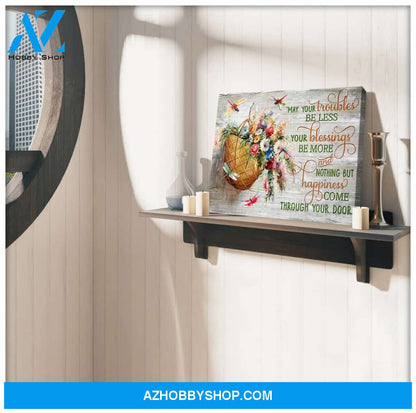 Happiness come through your door Dragonfly Canvas Wall Art Decor