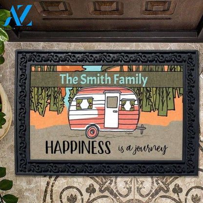 Happiness is a Journey Camper Personalized Doormat - 18" x 30"