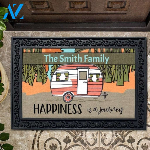 Happiness is a Journey Camper Personalized Doormat - 18" x 30"
