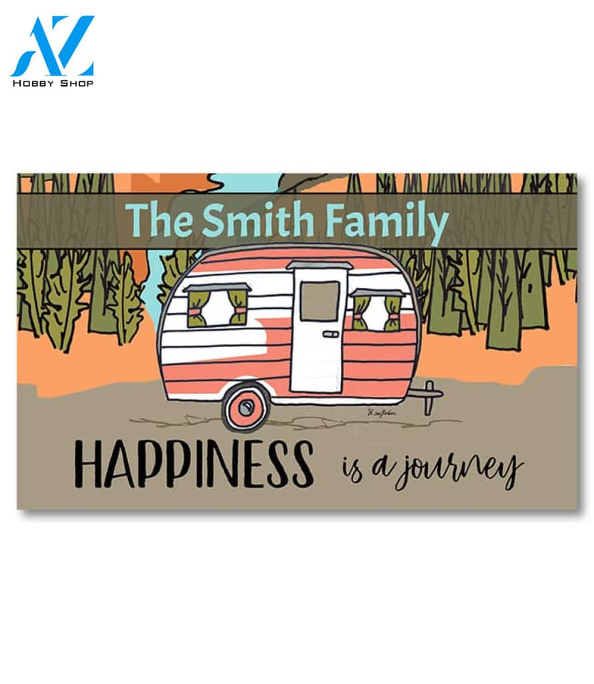 Happiness is a Journey Camper Personalized Doormat - 18" x 30"