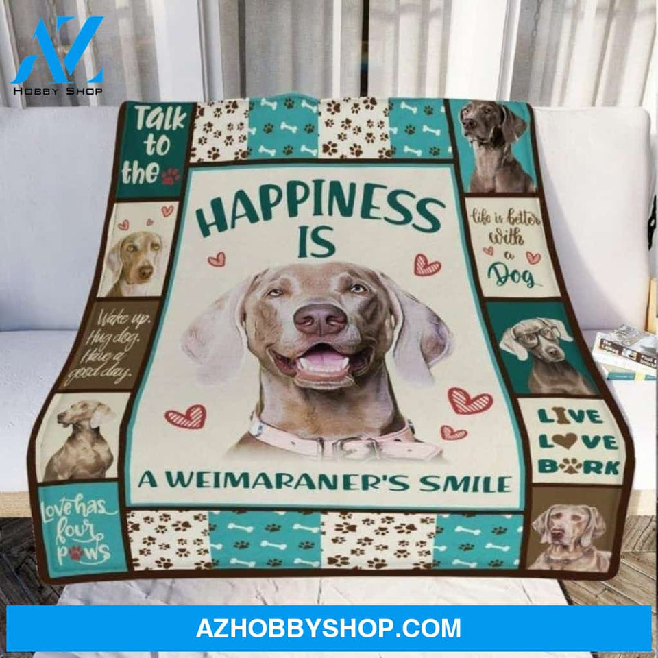 Happiness Is A Weimaraner Blanket Gift For Dog Lovers Birthday Gift Home Decor Bedding Couch Sofa Soft and Comfy Cozy