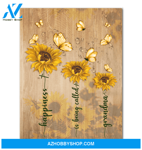 Happiness Is Being Called Grandma Butterfly Canvas Framed Matte Canvas