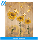 Happiness Is Being Called Grandma Butterfly Canvas Framed Matte Canvas