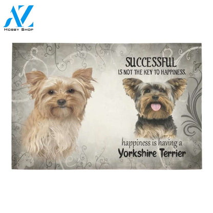 Happiness Is Having A Yorkshire Terrier Printed Doormat Home Decor