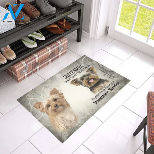 Happiness Is Having A Yorkshire Terrier Printed Doormat Home Decor
