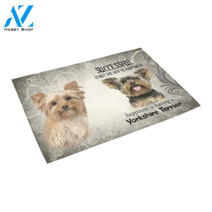Happiness Is Having A Yorkshire Terrier Printed Doormat Home Decor