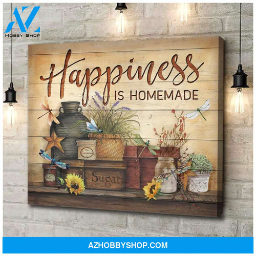 Happiness Is Homemade Dragonfly Wall Art Canvas