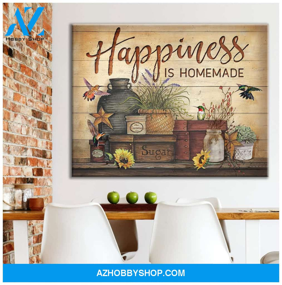 Happiness Is Homemade Hummingbird Wall Art Canvas