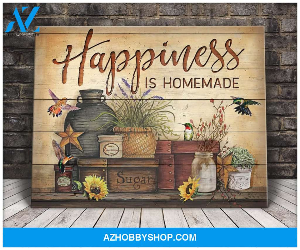 Happiness Is Homemade Hummingbird Wall Art Canvas