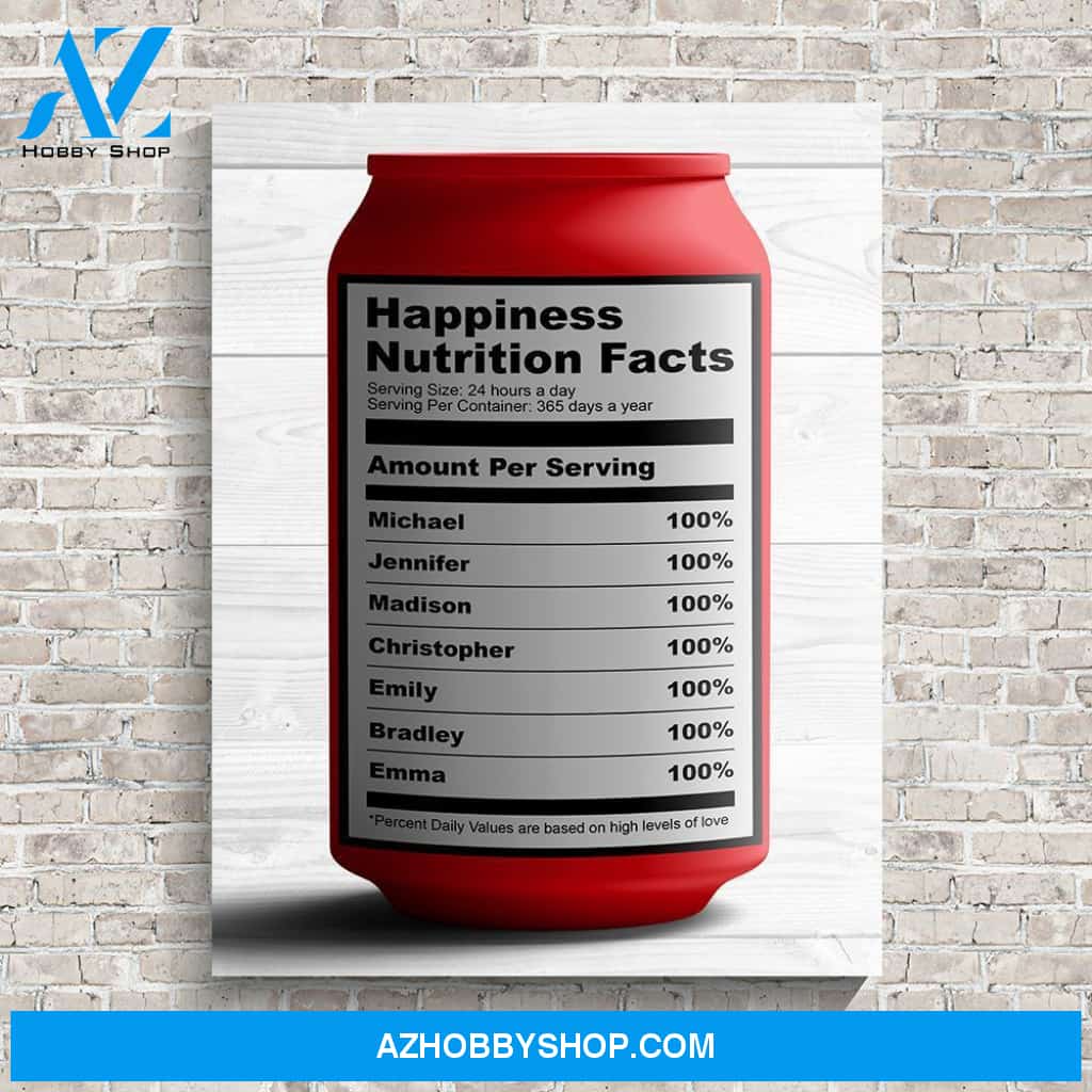Happiness Nutrition Facts Names Premium Canvas