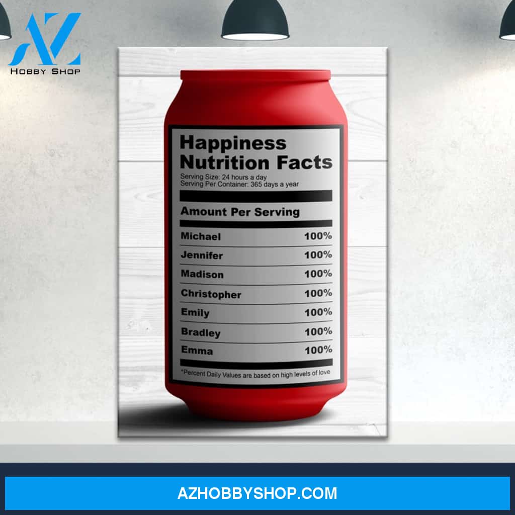 Happiness Nutrition Facts Names Premium Canvas