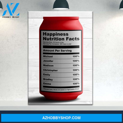 Happiness Nutrition Facts Names Premium Canvas