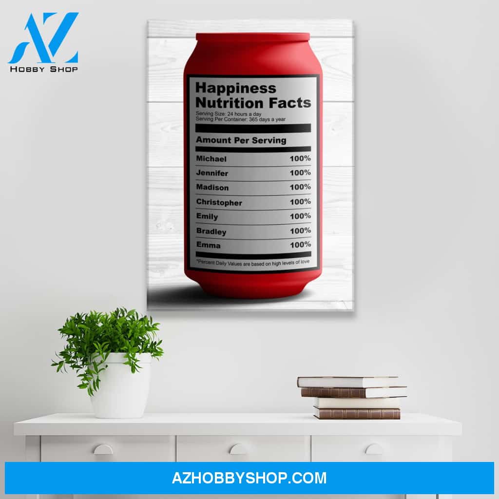 Happiness Nutrition Facts Names Premium Canvas