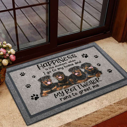 Happiness With My Rottweiler Dogs Lover Doormat Welcome Mat