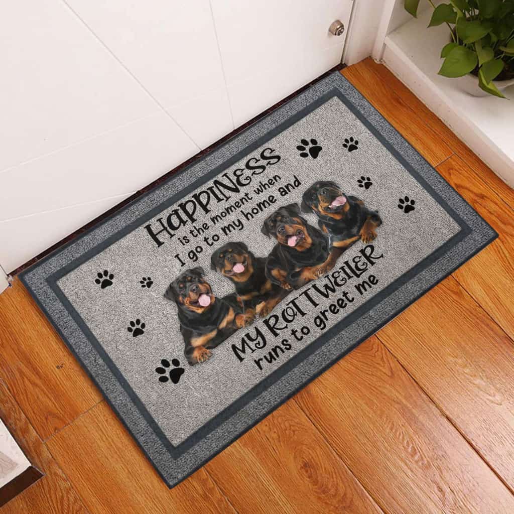 Happiness With My Rottweiler Dogs Lover Doormat Welcome Mat