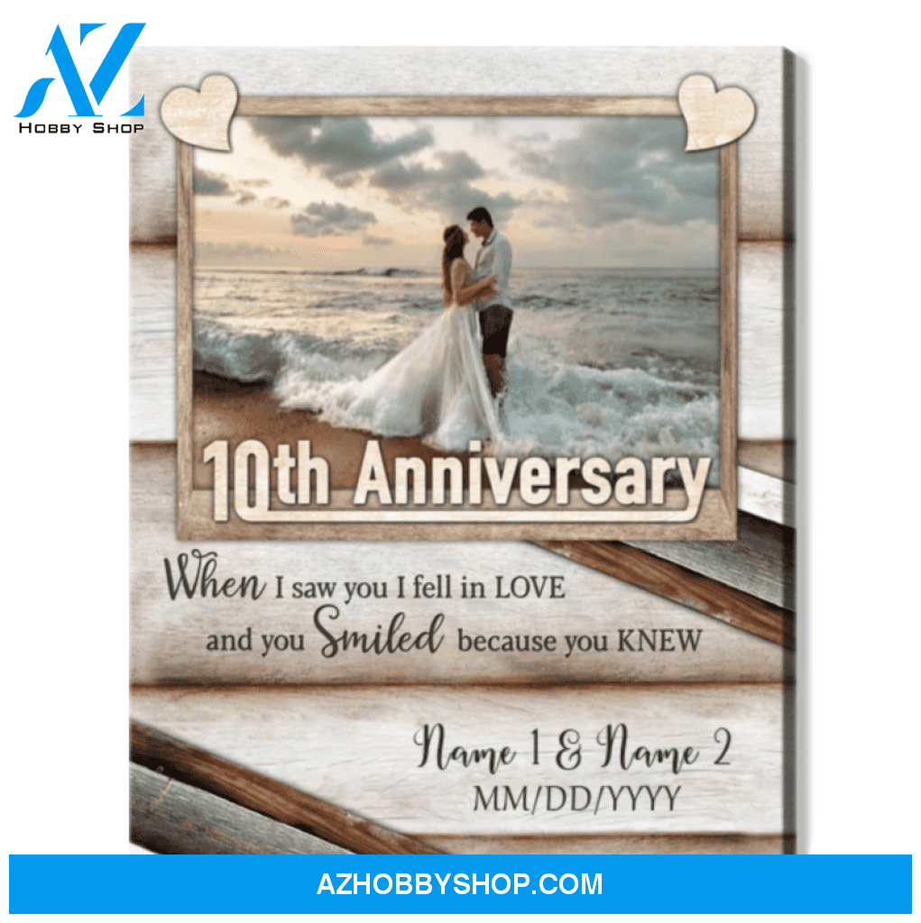 Happy 10th Wedding Anniversary Custom Photo Canvas Print