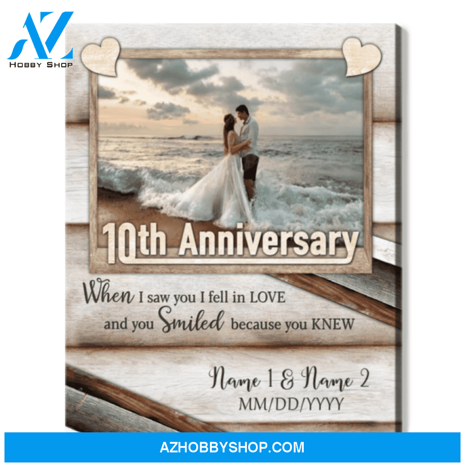 Happy 10th Wedding Anniversary Custom Photo Canvas Print
